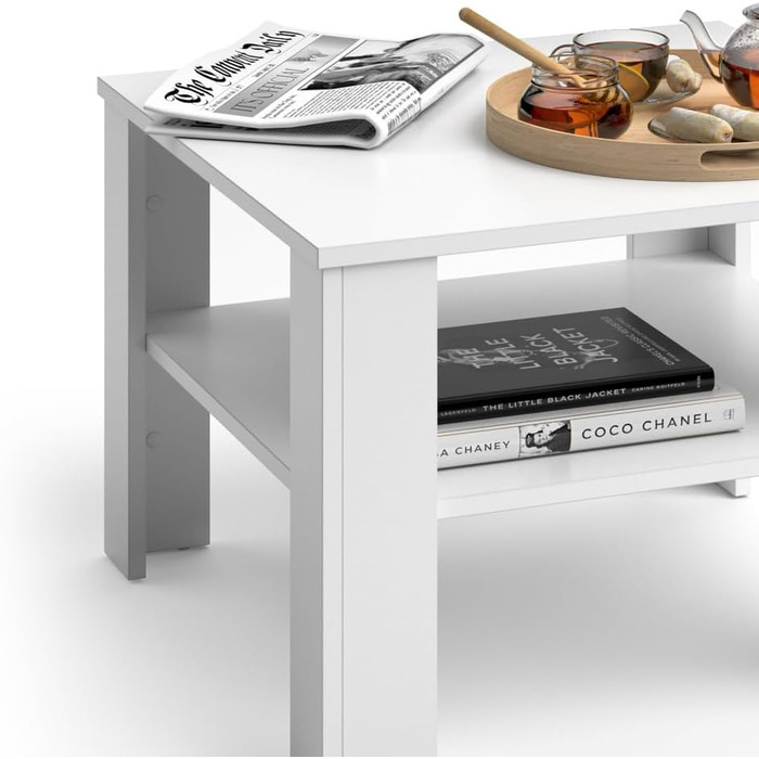 Журнальний столик Vicco Homer, журнальний столик з полицею, білий, 60 x 60 см Білий 60x42x60 см