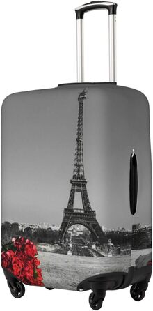 Чохол для валізи Паризька вежа з трояндою, міцний захист для багажу розміру XL (45.7-81.3 см), чорний