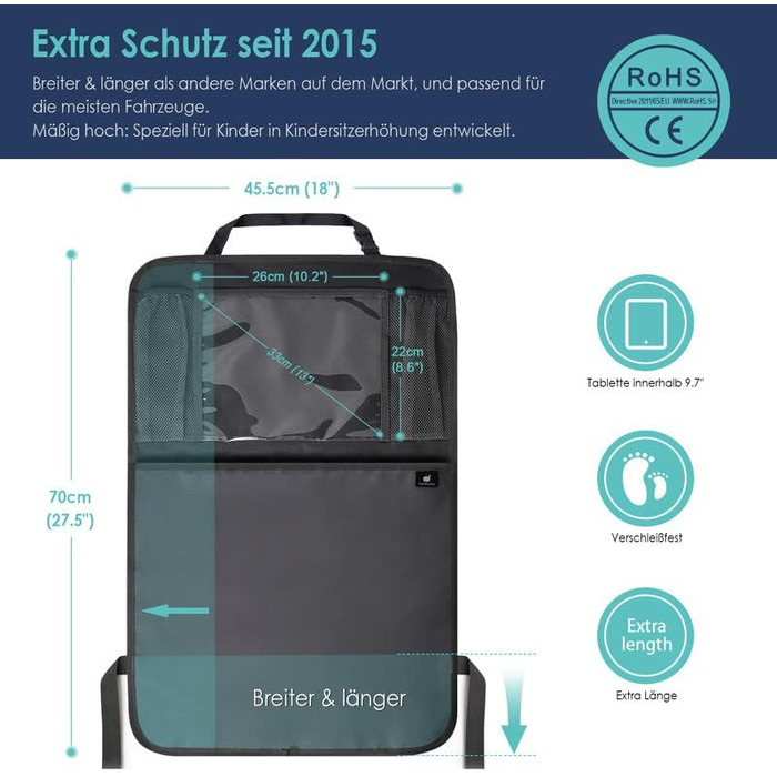 Захисний килимок для спинки сидіння автомобіля для дітей, автомобільний органайзер, органайзер для заднього сидіння автомобіля для