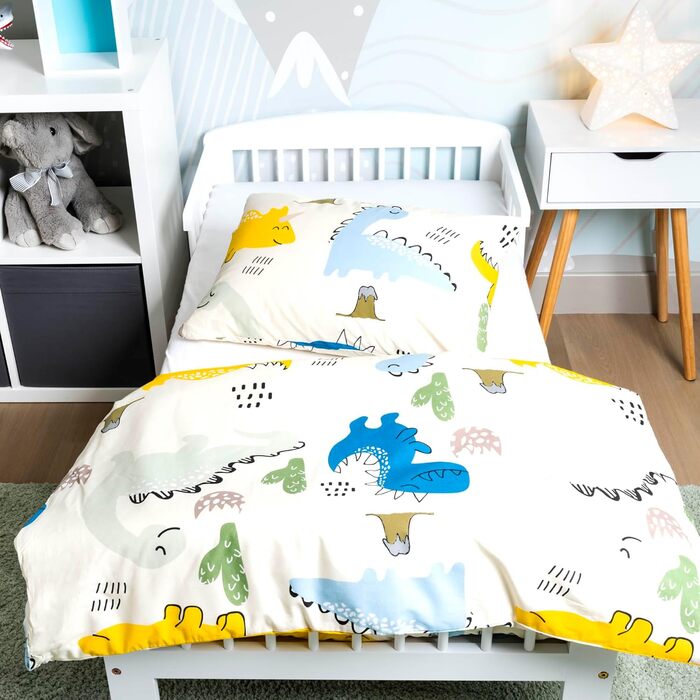 Дитяча постільна білизна BELIKATO 100x135 з 100 бавовни з мотивами динозаврів - комплект дитячої та дитячої постільної білизни для