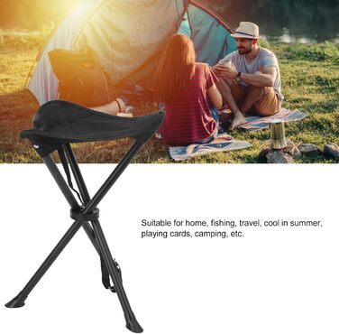 Вуличний штатив-стілець Alomejor, вантажопідйомність 200 кг, 3-ногий штатив-стілець, портативний складний стілець для риболовлі, кемпінгу, пікніків, чорний