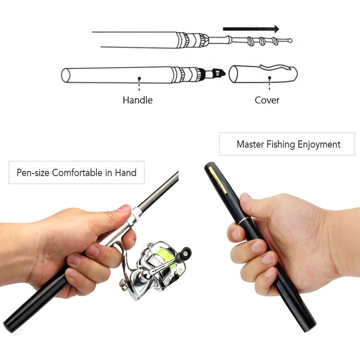 Обладнання для риболовлі Lixada, міні-вудка з котушкою, комбінована кишенькова складна котушка для вудки 1 м / 1,4 м / 1,6 м, набір міні-ручки для вудки, 7 кольорів міні-кишенькової вудки для ручки