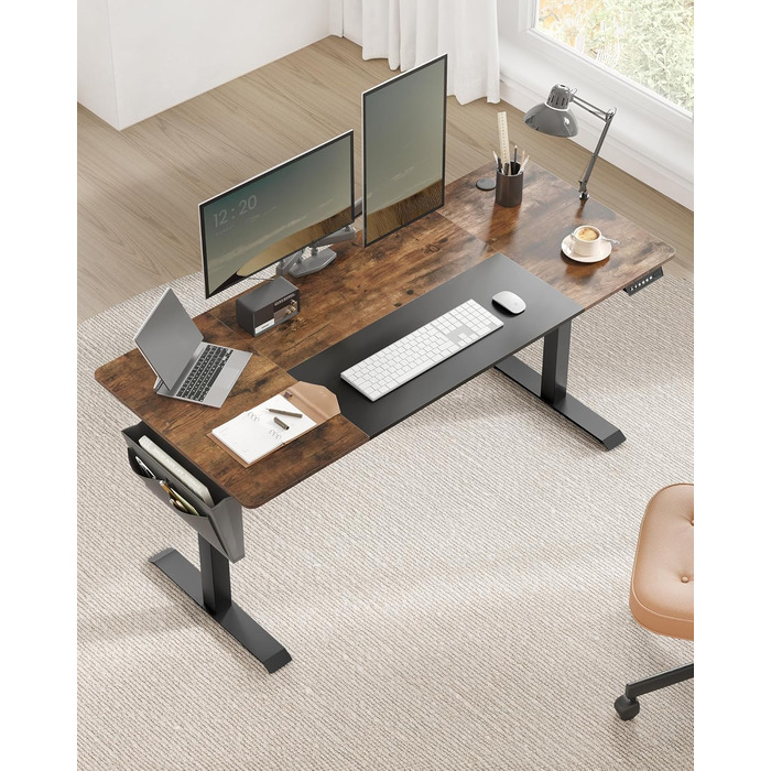 Електричний письмовий стіл SONGMICS з регульованою висотою, 160 x 70 см, безступінчасте регулювання, функція пам&39яті з 4 рівнями висоти, вінтажний коричневий - матово-чорний LSD026X01 160 x 70 см вінтажний коричневий чорно-чорний