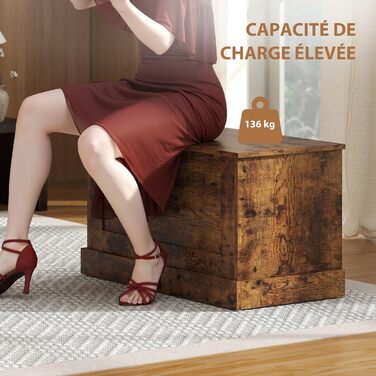 Дерев&39яна скриня для іграшок HOMCOM із запобіжною петлею, для вітальні, передпокій, 80 x 40 x 45 см, рустикальний коричневий