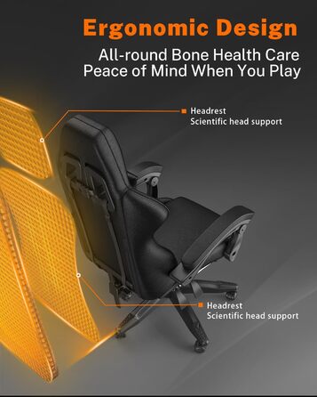 Ігрове крісло bigzzia з підставкою для ніг - Ергономічне ігрове крісло з поперековою подушкою підголівником, регульоване за висотою комп&39ютерне крісло для дорослих, дівчаток та хлопчиків (чорне) Чорний колір з підставкою для ніг