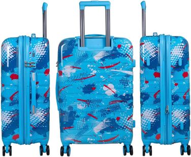 Валіза-тролей Cespara з твердим корпусом для ручної поклажі, з сучасним малюнком - колір світло-блакитний - розмір M