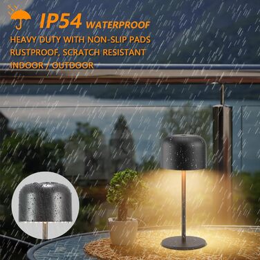 Світлодіодна акумуляторна маленька настільна лампа з можливістю затемнення бездротова 3000K-6000K для приміщень/на вулиці, IP54 ви