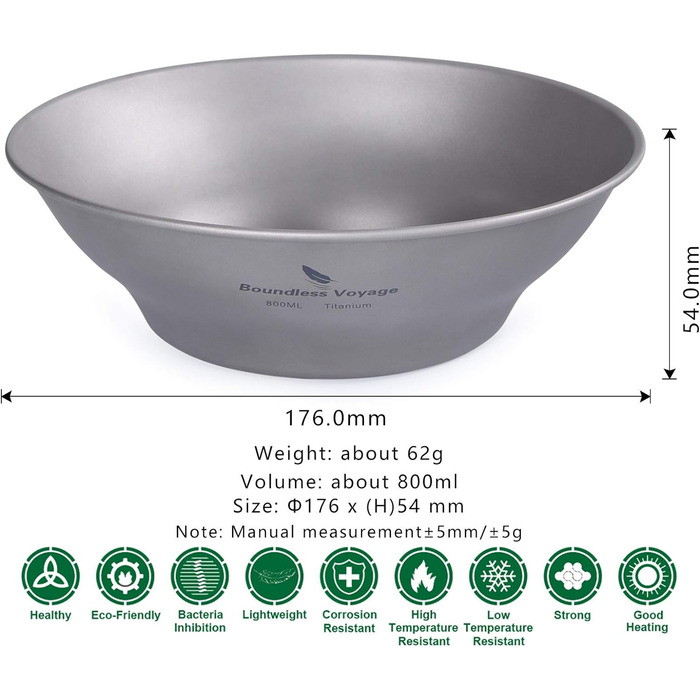 Мл Титанові миски Тарілка Ультралегка одностінна чаша Тарілка Відкритий кемпінговий посуд Кухонне приладдя з сумкою для перенесенн