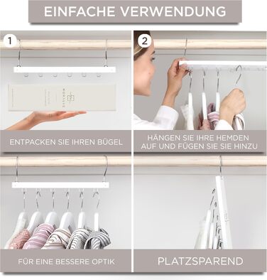 Компактний органайзер для вішалок для одягу MORALVE 4 шт. 6-ярусний органайзер з європейського бука з поворотним гачком на 360 (вішалки не входять до комплекту), білий, 4 шт.