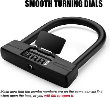 Велосипедний U-замок, міцний кодовий замок для велосипедів, скутерів, мотоциклів, захист від крадіжки (чорний, дужка 14 мм) Чорний, дужка 14 мм