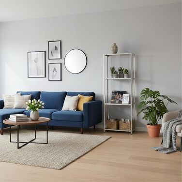 Стелаж для зберігання Relaxdays, оцинкована сталь, ВШХ 180 x 60 x 40 см, 160 кг, 4 полиці, для підвалу та гаража, міцний стелаж, сріблястий