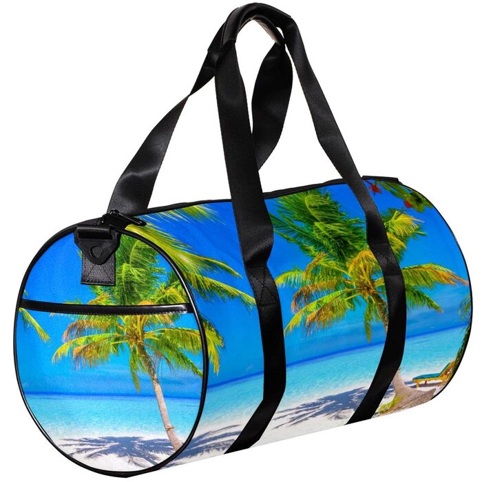 Спортивна сумка, маленька дорожня сумка, сумка для йоги, пляжу, фітнесу на природі, ручна поклажа. Сумка з дизайном Пальма та море.