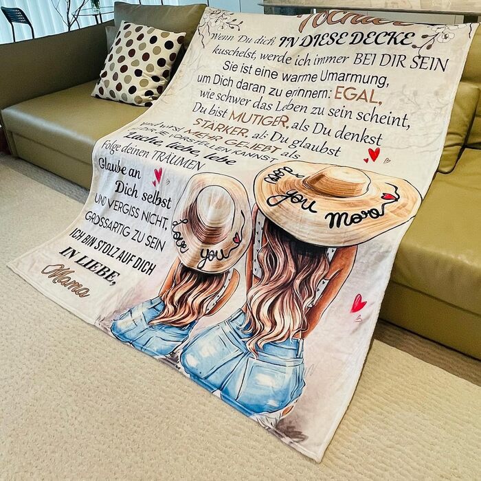 М&39яка ковдра для моєї доньки, від мами, мамина ковдра з німецьким прислів&39ям, фланелева ковдра, ковдри з літерами на Різдво, подарунки на випускний, новинка 1 - мама для доньки - 150x200 см