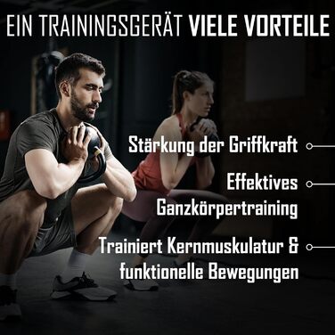 Гіря Strength Shop із чавуну з ергономічною ручкою (4-64 кг), надміцна та довговічна, з кольоровим маркуванням ваги та чорним порошковим покриттям, для тренування всього тіла, 16 кг