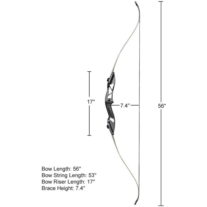 Професійний мисливський рекурсивний лук Huntingdoor 13–23 кг – для дорослих та початківців, для правшів, з аксесуарами та захистом для руки