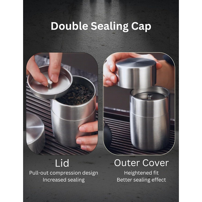 Чайник з нержавіючої сталі, бляшанки для розсипного чаю 250 г, герметична бляшанка для кави з подвійною кришкою, кругла бляшанка, маленькі кухонні контейнери для чаю, кави, какао, цукру та спецій 550 мл