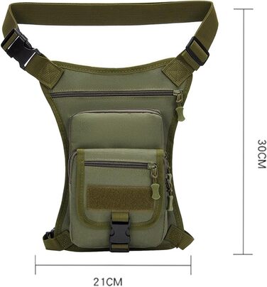 Поясна сумка Fenteer, повсякденна сумка, регульована сумочка, водонепроникна сумка для ніг, сумка для риболовлі для подорожей на природі, для дорослих, суцільно-зелена