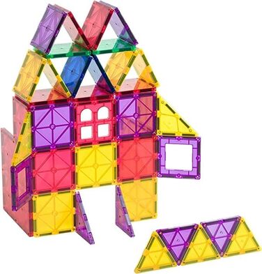 Магнітний конструктор Playmags, набір із 60 деталей з літерами ABC, STEM-іграшка для розвитку хлопчиків, дівчаток та малюків