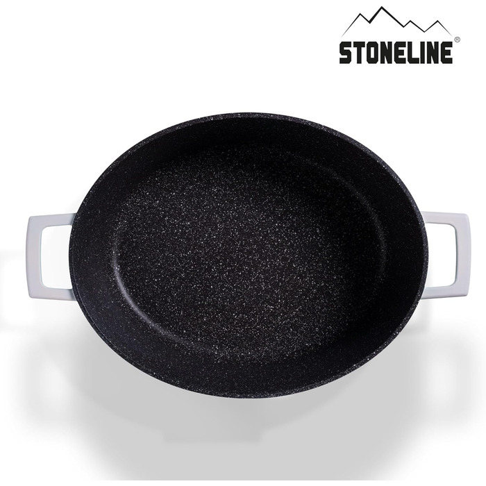 Каструля для запікання з кришкою індукційна 32 см, 6,6 л, лита алюмінієва каструля з покриттям з частинок справжнього каменю, каст