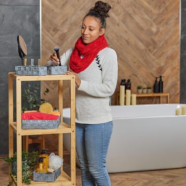 Набір кошиків для зберігання Relaxdays, 6 шт. , пластик, сірий Кошики для ванної кімнати, кошики 4 розмірів, плетені, металевий каркас, сірий, набір з 6 шт.