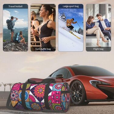 Спортивна дорожня сумка-мішок з візерунком Арабський Індіанець у клітинку, чорна, універсальний розмір, сумка для подорожей та на ніч