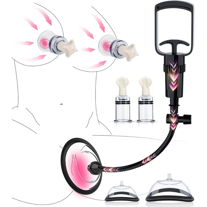 Комплект вагінального насоса з 2 присосками для сосків для жінок, вагінальний насос, секс-іграшка для самостійного використання, секс-іграшка з кліторальною присоскою для жінок та пар, набір секс-іграшок БДСМ з присосками для сосків та 3 сильними присоска