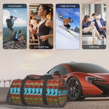 Спортивна сумка, дорожня сумка, з африканським принтом, чорна, універсальний розмір