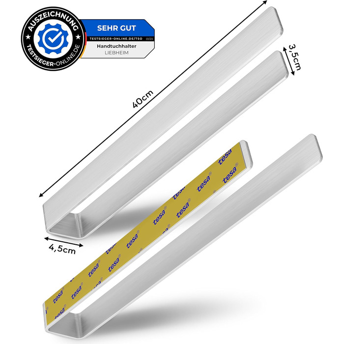 Полотенцесушитель без свердління - Монтажна стрічка TESA та надвелика клейка поверхня - Алюмінієвий полотенцесушитель для приклеюв