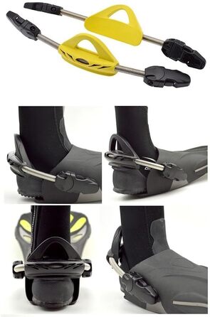 Ремінці для ласт з нержавіючої сталі для дайвінгу, ремінці для ласт з нержавіючої сталі, 2 ремінці для банджі-дайвінгу, нековзні ремінці для ласт, хороша міцність, для Cressi, Mares Fin (M, чорний) M Чорний