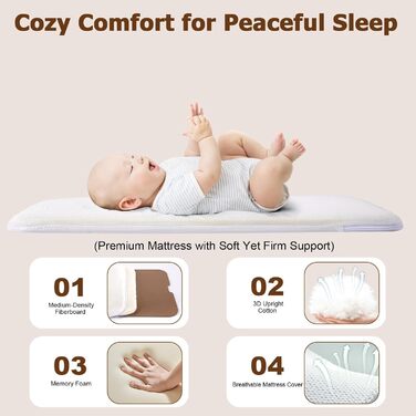 Дитяча колиска 3-в-1 &quotПоруч зі мною&quot для новонароджених, ліжко-гойдалка з бічним ліжком, дихаючою сіткою та безшумними поворотними колесами на 360 з фіксатором, регульована на 6 рівнів висоти, вівсянка