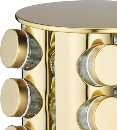 Карусель для спецій Relaxdays, 16 банок для спецій, обертається на 360, нержавіюча сталь, скло, В x Г 27,5 x 20 см, кругла підставка для спецій, золота