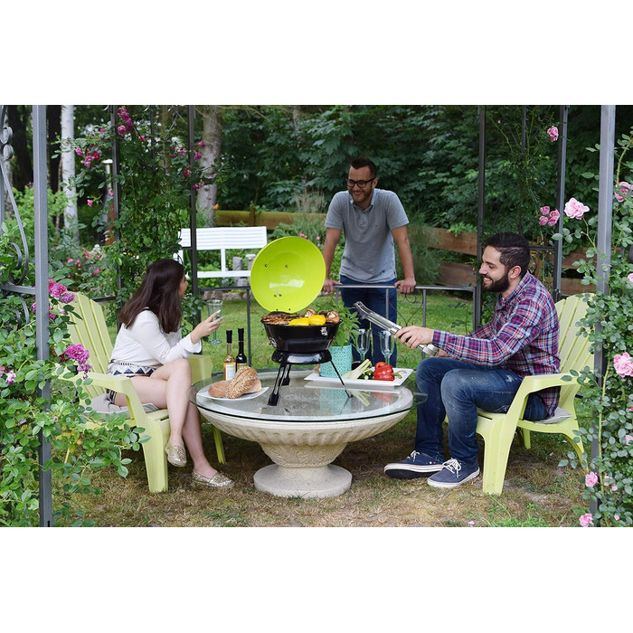 Барбекю-чайник з вугіллям ACTIVA Purple, портативний візок для барбекю з 36-сантиметровою поверхнею гриля, складними ніжками та кр