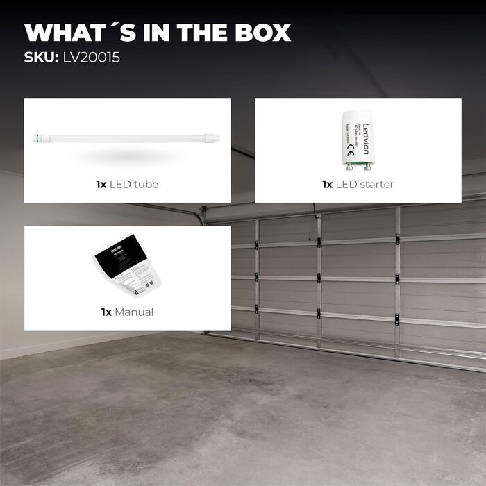 Світлодіодна люмінесцентна лампа Ledvion 150 см, 28 Вт, 4000 К, 185 лм/Вт, енергоємність B, економія електроенергії 60, світлова потужність 5180 л, 75 000 годин, включно зі світлодіодним ліхтарем, чіпи Lumileds