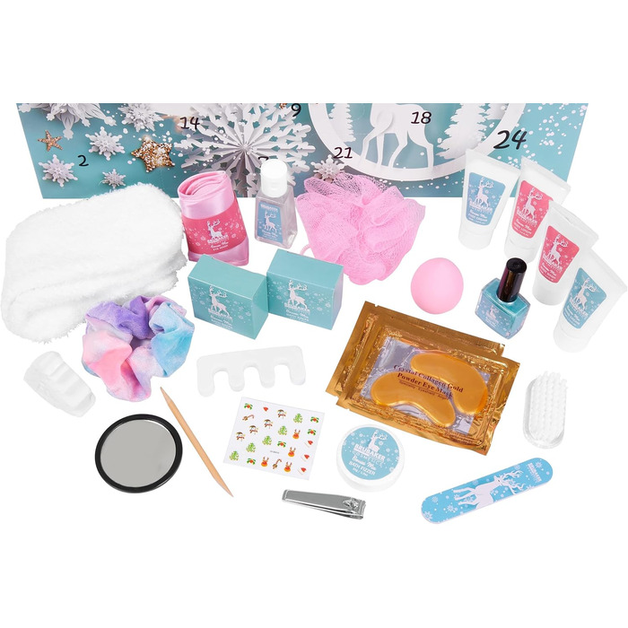 Різдвяний календар краси BRUBAKER Cosmetics 2025 - XXL різдвяний календар здоров&39я для жінок та дівчат - 24 засоби догляду за тілом та спа-аксесуари - м&39ятно-блакитний