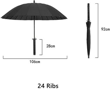 Парасолька Moontay Велика парасолька катана Самурайська парасолька з мечем Stormproof з довгою ручкою на 24 ребра