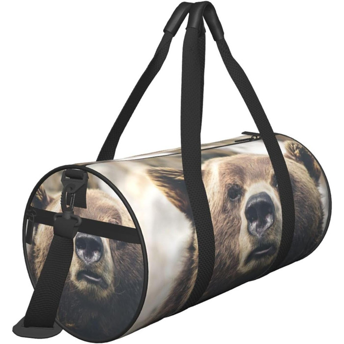 Спортивна сумка для подорожей, дизайн Ведмідь у дикій природі, Чорний колір, Універсальний розмір