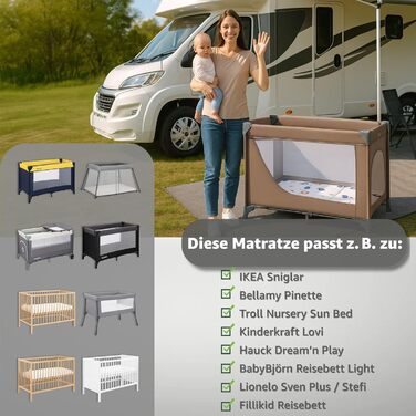 Розкладний матрац, розкладний матрац для дорожнього ліжечка, дитячий матрац 60x120 см - Розкладний матрац для дітей, гостьовий матрац, розкладний дитячий матрац, матрац на підлогу, матрац для сну та дорожній матрац 60 x 120 см, матрац Africa