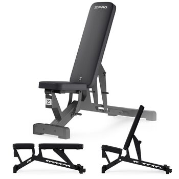 Регульована лава ZIPRO Pumpiron, лава для штанги з вантажопідйомністю 350 кг, фітнес-лава з 8-позиційною регульованою спинкою, 3-позиційне регульоване сидіння, тренувальна лава для дому або спортзалу, лава для сидячих пресів