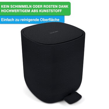 Відро для сміття у ванній кімнаті 5 л - Елегантний дизайн - Ванна кімната невелика - Косметичка - з кришкою та плавним закриттям -