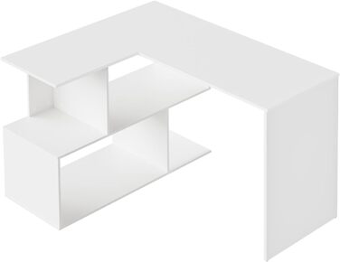 Подібний письмовий стіл, кутовий стіл з відділенням для зберігання, 120x100 см, офісний стіл, комп&39ютерний стіл з відділеннями для зберігання, ПК-стіл, L-подібний стіл, робочий стіл для офісу/кабінету, білий