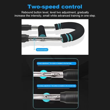 Регульований тренажер для рук Twister Arm, багатофункціональний U-подібний еспандер для домашнього використання з пружинною силовою штангою, для вправ на плечі, руки та груди, синьо-чорний