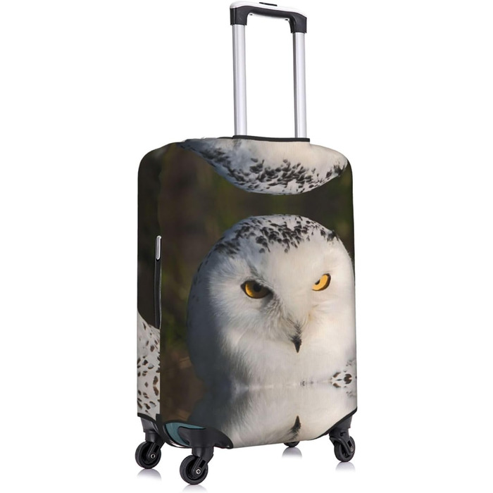 Чохол для валізи Засніжені совині очі з еластичною тканиною, захисний від подряпин та пилу, чорний, розмір 85