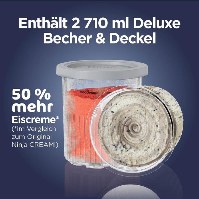 Морозивоnica Ninja CREAMi Deluxe з 2 контейнерами, Stone Gold NC502EUSTGD