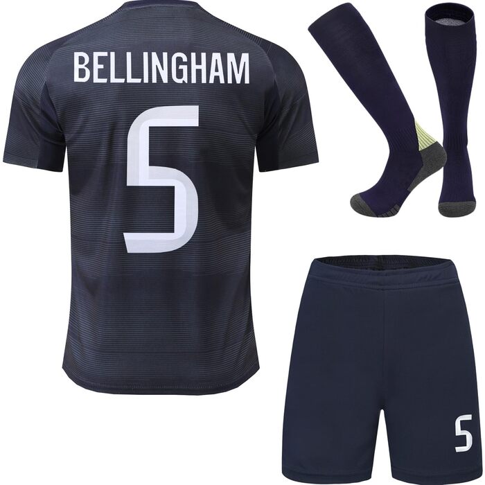 Беллінгем 2025/2026 Дитяча футболка, шорти та шкарпетки, дитячо-юнацька, розмір 30 (12-13 років), виїзна форма, 5