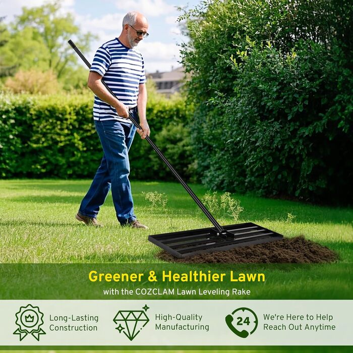 Гребінь-рівняльник для газону, інструмент для вирівнювання ґрунту, легке вирівнювання та догляд за газоном для саду, подвір'я, гольф-поля, 90x30x210 см