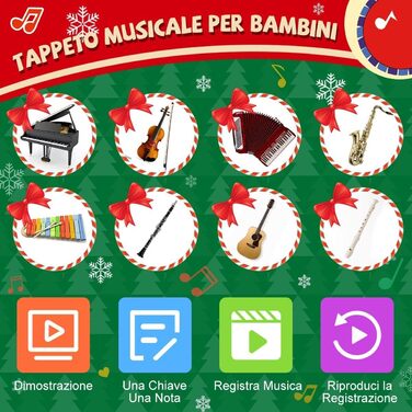 Килимок для піаніно, танцювальні килимки Килимок для піаніно Музичний килимок для дітей, 5 режимів 8 інструментів Звуки Іграшка Му