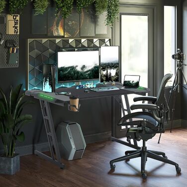 Ігровий стіл Storeo Imp, 140 x 60 см, МДФ / сталь / вуглецеве волокно, чорний