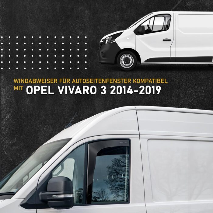 Сумісний з вітровим дефлектором бічного скла Opel Vivaro 3 2014-2019 Спереду 2 шт. Дефлектор дощу, дефлектор вітру, тонований, обтічний Простота монтажу Захист від вітру та дощу Модель 1