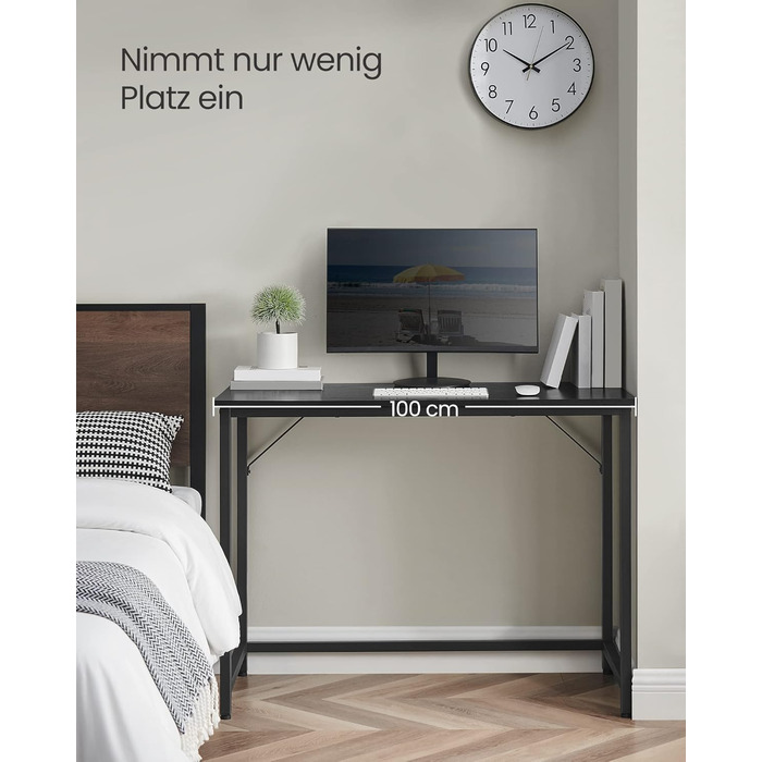 Стіл VASAGLE, комп&39ютерний стіл, офісний стіл, 100 x 50 x 76 см, для кабінету, спальні, вітальні, чорний колір Ebony-Ink Black LWD041B56V1 100 x 50 см Чорний колір Ebony Ink Black