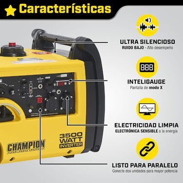 Мобільна генераторна установка Champion Power Equipment бензин (3100 Вт, портативний інвертор, генератор, ультратихий, з інтегрованою ручкою та колісною парою, ідеально підходить для активного відпочинку кемпінгу) 73001i-E-EU, жовтий